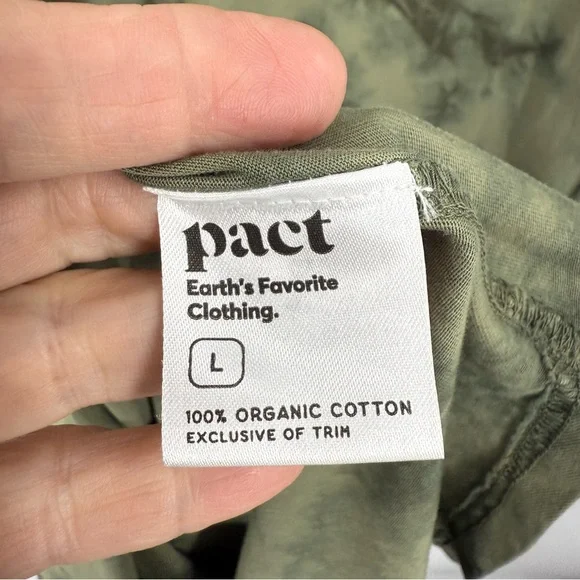 Pact Far Out T-shirt Olive Tie-Dye Women's Dress L - Picture 9 of 9